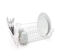 simplywire - Dish Drainer - Anti Rust Drying Rack - Chrome with White Cutlery Basket