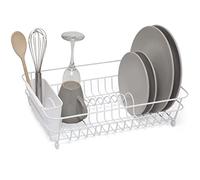 simplywire - Dish Drainer - Anti Rust Drying Rack - Cutlery Basket - White Plastic Coated Steel