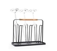 simplywire - Glass Drying Rack - Bottle Drainer - Draining Board Organiser - 6 Hooks - Black Powder Coated Steel