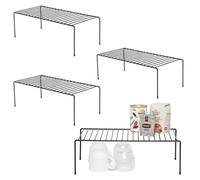 simplywire - Kitchen Cupboard Organisers - Pack of 4 - Food Tin & Mug Storage Shelves - Black Plastic Coated Steel