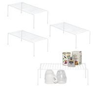 simplywire - Kitchen Cupboard Organisers - Pack of 4 - Food Tin & Mug Storage Shelves - White Plastic Coated Steel