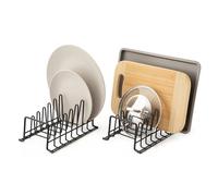 simplywire - Pack of 2 - Plate Rack/Drainer - Kitchen Cupboard Storage Organiser - Black - Small