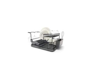 Simplywire Premium Two-Tier Dish Drainer with Removable Over-Sink Plate Rack & Wine Glass Holder