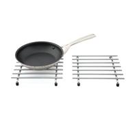 simplywire - Trivet - Pack of 2 - Heat Resistant - Kitchen Worktop Protectors - Square - Chrome