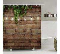 Simpomsy Garden Shower Curtain Outdoor Vintage Rustic Wooden Board Door Shower Curtain, Waterproof Polyester Fabric Countryside Life Bathroom Curtain with 12 Hooks 200x180cm