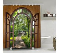 Simpomsy Garden Shower Curtain Woods Sunshine Gate Nature Scenery Shower Curtain Waterproof 3D Outdoor Scenery Bathroom Curtains Decoration with 12 Hook 150x180cm