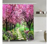 Simpomsy Scenery Shower Curtain, Outdoor Decorative Curtain, Nature Landscape 3D Scenery Bathroom Curtains, Waterproof Fabric Bathroom Decor Set with Hooks 180x180cm