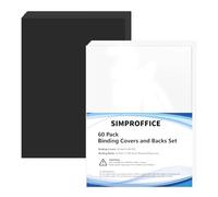 SIMPROFFICE 60 Pack Binding Covers and Backs Set, 8.5 x 11 Inches, 30P Clear PVC Covers (8 Mil), 30P Black Sand-Textured Polycovers (12 Mil)，Presentation Covers for Binding, Letter Size