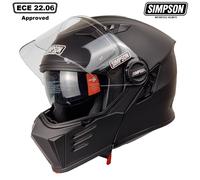 Simpson Darksome Mod Bandit Helmet Road Legal Matt Black Internal Visor UK