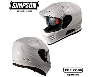 SIMPSON GHOST BANDIT VENOM HELMET ROAD LEGAL GLOSS WHITE SUN VISOR UK ECE 22.06