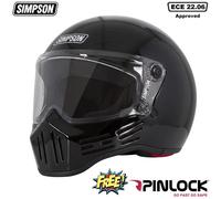 Simpson M30 Plain Full Face Motorcycle Motorbike Crash Helmet Gloss Black