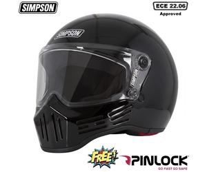 Simpson M30 Plain Full Face Motorcycle Motorbike Crash Helmet Gloss Black