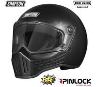 Simpson M30 Plain Full Face Motorcycle Motorbike Crash Helmet Matt Black