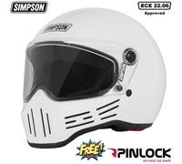 Simpson M30 Plain Full Face Motorcycle Motorbike Crash Helmet White ECE 22.06