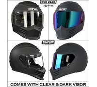 SIMPSON SPEED FULL FACE MOTORCYCLE BIKE ECE 22.06 CRASH HELMET FREE DARK VISOR