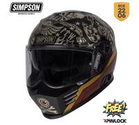 Simpson Venom Tattoo, full face helmet XS Black/Gold/Red/Grey