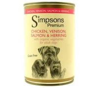Simpsons Premium 6 x Organic Chicken Venison Salmon & Herring With Vegetables 400g