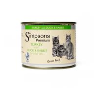 Simpsons Premium Adult Wet Cat Food - Turkey with Duck & Rabbit - 6x20