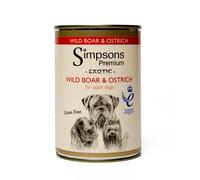 Simpsons Premium Adult Wet Dog Food - Wild Boar & Ostrich - 6x400g Can