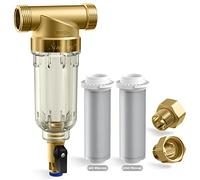 SimPure 40/200 Micron Spin Down Sediment Filter, Reusable Whole House Sediment Water Filter, Pre-Filtration System for City/Well water, 1" MNPT + 3/4" FNPT + 3/4"MNPT, BPA Free