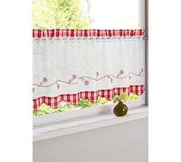 SIMPVALE 1 Piece Cotton Linen Cafe Curtain Valances Short Net Curtains Window Interior Decoration for Kitchen Balcony (30x90cm, Red)