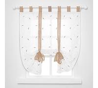 SIMPVALE 1 Piece Roman Blinds Bowknot Embroidery Window Curtain for Kitchen and Balcony (Width 60cm/Height 140cm, Beige)