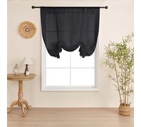 SIMPVALE 1 Piece Roman Blinds Curtain, Black 80x120cm Indoor Transparent Curtains with Rod Pocket Translucent Voile Curtain for Living Room Bedroom Balcony Kitchen Bathroom