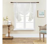 SIMPVALE 1 Piece Roman Blinds Curtain Embroidered Sheer Curtains with Rod Pocket Translucent Voile Curtain for Living Room Bedroom Balcony Kitchen Bathroom, White, 120x140cm