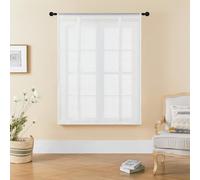 SIMPVALE 1 Piece Roman Blinds Tulle Tie Up Sheer Curtains with Rod Pocket Romantic Lace Translucent Voile Curtain for Living Room Bedroom Balcony Kitchen Bathroom, Golden, 100x120cm