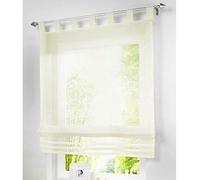 SIMPVALE 1 Piece Roman Blinds with Rod Pocket - Solid Color Sheer Roman Curtain Shade - for Livingroom Kitchen Bathroom (Width 24" xDrop 61", Beige)