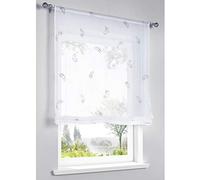 SIMPVALE 1 Piece Roman Voile Curtain Feather Embroidered - Sheer Roman Blinds - for Bedroom Living Room Balcony Kitchen (60x140cm, roman blinds)