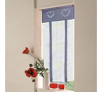 SIMPVALE 1 Piece Tie up Voile Curtain - Embroidery Roman Blind Shade - Sheer Curtains Tulle Panels Window Cover for Bedroom, Study, Bathroom, Kitchen (Blue, Width 45cm / Height 90cm)