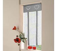 SIMPVALE 1 Piece Tie up Voile Curtain - Embroidery Roman Blind Shade - Sheer Curtains Tulle Panels Window Cover for Bedroom, Study, Bathroom, Kitchen (Grey, Width 45cm / Height 90cm)