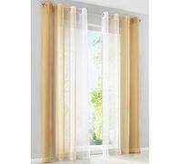 SIMPVALE 2 Panels Curtains Sheer - Solid Color Gradients - Transparent Voile Curtain with Eyelets - for Living Room Bedroom Balcony - Yellow with White - White 140cm/Drop 265cm
