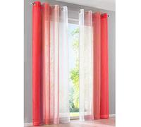 SIMPVALE 2 Panels Curtains Sheer - Solid Color Gradients - Transparent Voile Curtain with Eyelets - for Living Room Bedroom Balcony - Red with White - White 140cm/Drop 265cm