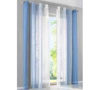 SIMPVALE 2 Panels Curtains Sheer - Solid Color Gradients - Transparent Voile Curtain with Eyelets - for Living Room Bedroom Balcony - Blue with White - White 140cm/Drop 175cm