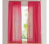 SIMPVALE 2 Panels Sheer Curtain - Elegant Solid Color Voile Curtains with Rail Hooks - for Bedroom Living Room Balcony, Dark red, 140x225cm