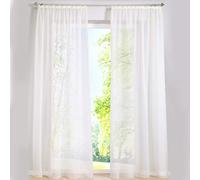 SIMPVALE 2 Panels Sheer Curtain - Elegant Solid Color Voile Curtains with Rail Hooks - for Bedroom Living Room Balcony, Cream white, 140x175cm