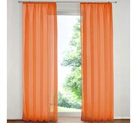 SIMPVALE 2 Panels Sheer Curtain - Elegant Solid Color Voile Curtains with Rail Hooks - for Bedroom Living Room Balcony, Orange, 140x260cm