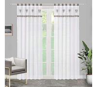 SIMPVALE 2 Panels Sheer Curtains with Tab Top - Sweet Heart Embroidery Voile Curtains - Window Treatment for Bedroom Living Room Childs' Room Balcony - Grey - 140x175cm