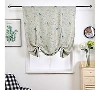 SIMPVALE Blackout Roman Blind with Tie Up Birds Floral Printed Thermal Insulated Roman Curtain with Rod Pocket for Bedroom Living Room Kitchen, Light brown, 80x140cm