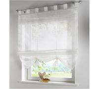 SIMPVALE Curtains Roman Style Interior Window Sheer Kitchen Living Room and Balcony Height 155cm Beige Width 140cm