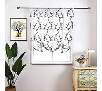SIMPVALE Roman Blinds Branch Embroidered with Rod Pocket Tulle Sheer Curtains Tie Up for Living Room Bedroom Kitchen Balcony Bathroom (80 x 120cm, Black)