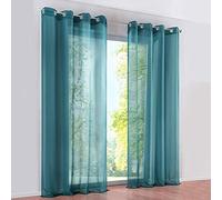 SIMPVALE Sheer Voile Curtain Semi Transparent Curtains High Density Terylene Eyelet Curtains Indoor Living Room Bedroom Balcony Curtains 100% Polyester, Blue, 55"(Width) x 89"(Drop), 2 Panels