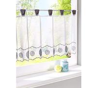 SIMPVALE Short Sheer Curtain Embroidery Floral Valance Cafe Curtains for Kitchen Home Decoration (Width 60cm/Drop 145cm, Grey)