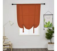SIMPVALE Tulle Roman Curtains Solid Color Translucent Roman Blinds Bow Knot Voile Vertical Curtain Rod Pocket, Orange, 100x120 cm