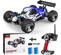 SIMREX 1:18 Scale All-Terrain Remote Control Car, 45 km/h, 4WD with 2.4 GHz Remote Control, RC Car with 2 Rechargeable Batteries, Gift for Children and Adults, Blue