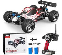 SIMREX 1:18 Scale All-Terrain Remote Control Car, 45 km/h, 4WD with 2.4 GHz Remote Control, RC Car with 2 Rechargeable Batteries, Gift for Children and Adults, Red
