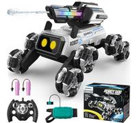 SIMREX Remote Control Robot Dog Toys for Kids, Stunt RC Cars with LED Eyes & Gesture Control,Boys Girls Birthday Gift, Interactive Toys with Mecanum Wheels,3 Sounds, Water-Shooting Turret & RGB Lights