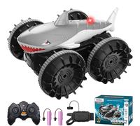 SIMREX Shark Amphibious Remote Control Cars, 4WD Waterproof RC Stunt Car with Gesture Sensing and LED Light, 50m Long Range, RC Car Toys Gifts for 6+ Kids